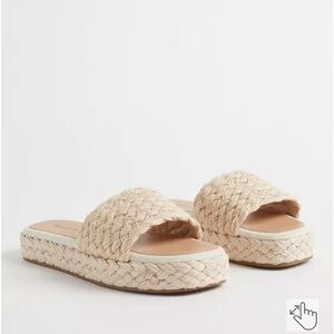 RAFFIA 8WW Women's Cream Woven Slide Sandals